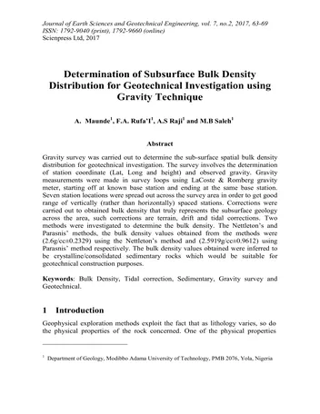 Más sobre Determinación de la Distribución de la Densidad del Volumen Subsuperficial para la Investigación Geotécnica Usando Gravedad