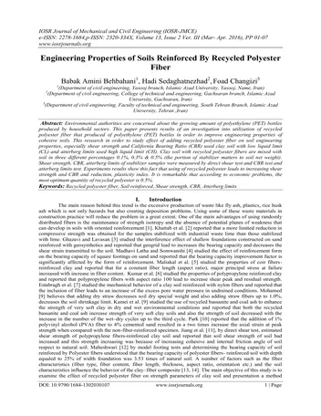 Más sobre Propiedades de Ingeniería de los Suelos Reforzados con Poliéster Reciclado.