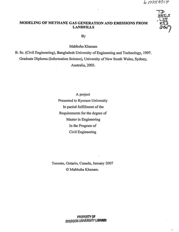 Más sobre Modelado de la Generación y Emisiones de Gas Metano en Vertederos